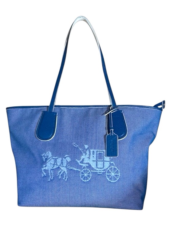 Coach Handbags - COACH Blue Canvas Taxi Tote Horse and Carriage Shoulder Bag